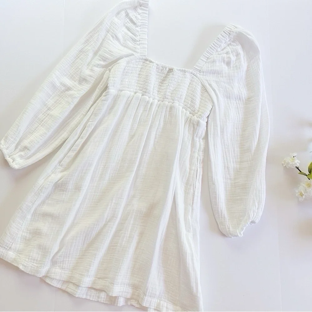 J.Crew 3/4 Sleeve White Gauze Mini Dress